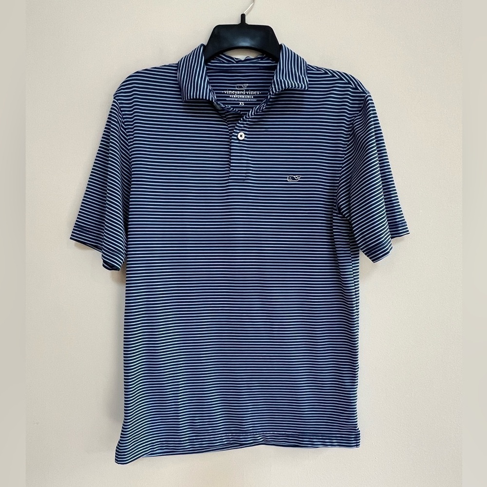 Vineyard Vines Bradley Stripe Performance Polo in Dark Navy Blue, size XS